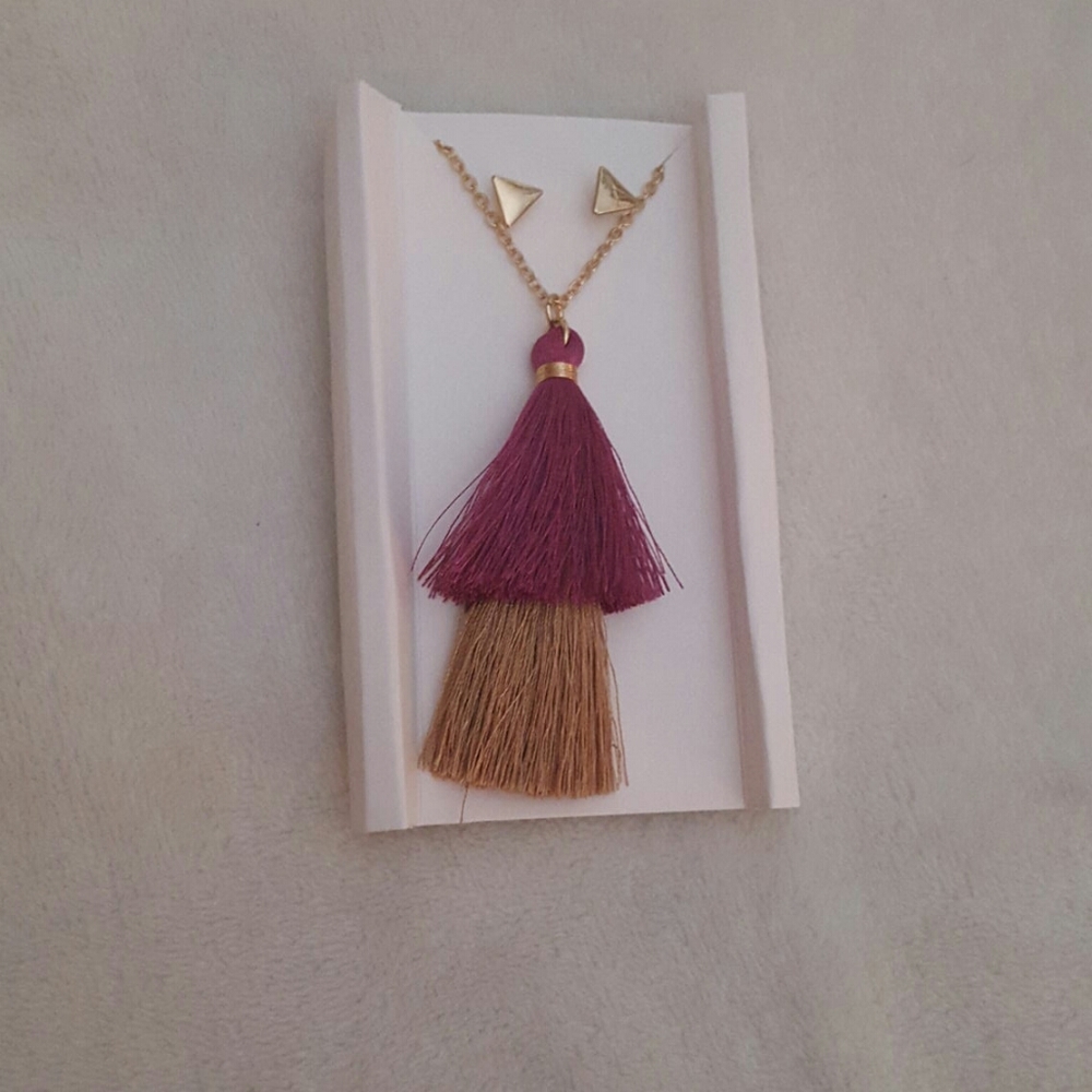 Lily Sky Tassel Necklace + Earrings